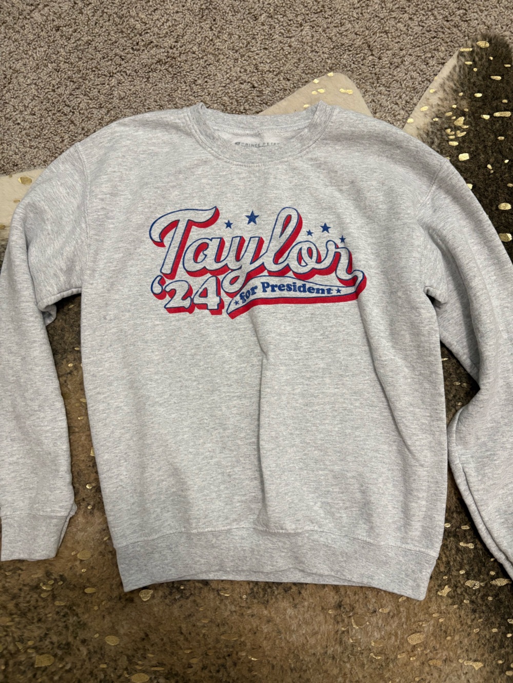 Prince Peter Collection Gray Sweatshirt with Red & Blue 'Taylor 24' Graphic